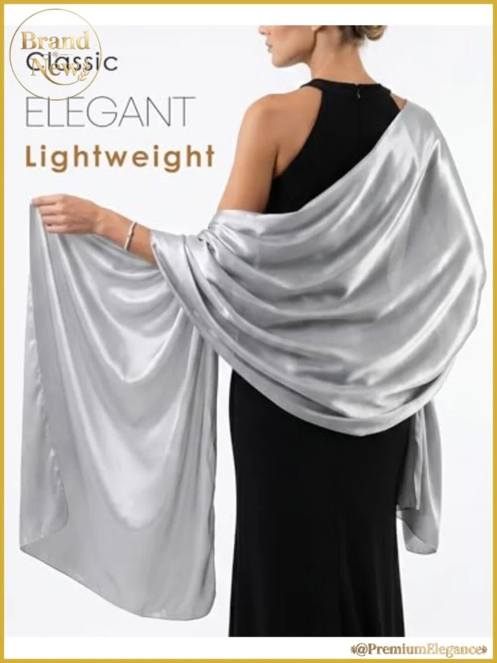 Satin Shawl Wrap Women Formal Evening Dress Scarf Cover Up